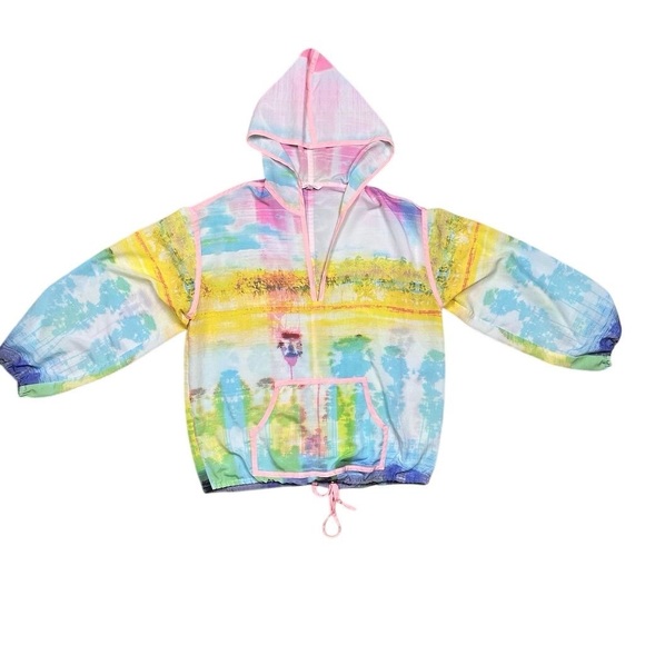 Victoria's Secret Women's Tie Dye Pullover Windbreaker Jacket Size S Multicolor - Picture 1 of 7